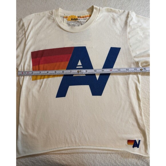 Aviator Nation Logo Boyfriend Crop Tee - White Women's Size XS - Picture 3 of 8